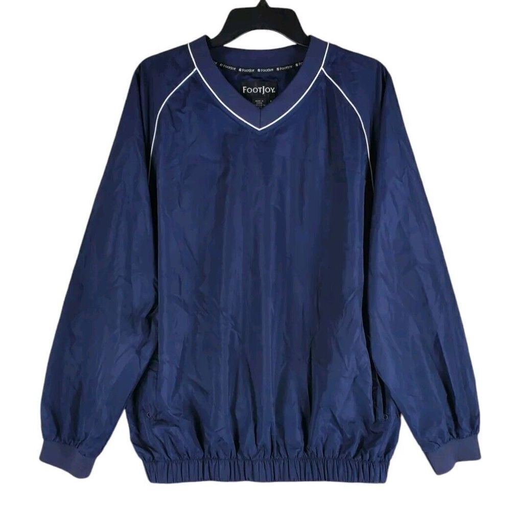 FootJoy Windbreaker Jacket Mens M Navy Blue Pullover Waterproof Performance Golf - Picture 6 of 11